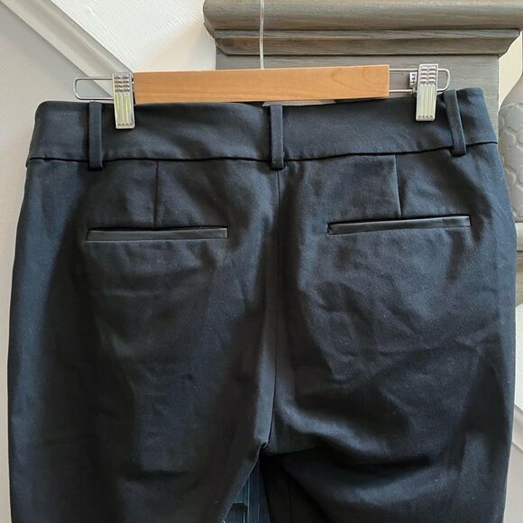 Ann Taylor Black Faux Leather Wide Racing Stripe Pants sz 8 EUC - Picture 5 of 6